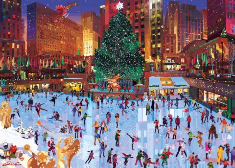 1000 Parça Puzzle Noel Akşamı Buz Pateni