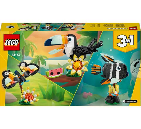 LEGO® Creator 3'ü 1 Arada Vahşi Hayvanlar: Tropikal Tukan Kuşu Figürü Oyun Seti 31173