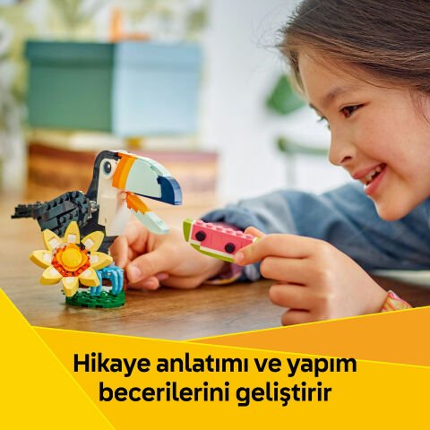 LEGO® Creator 3'ü 1 Arada Vahşi Hayvanlar: Tropikal Tukan Kuşu Figürü Oyun Seti 31173