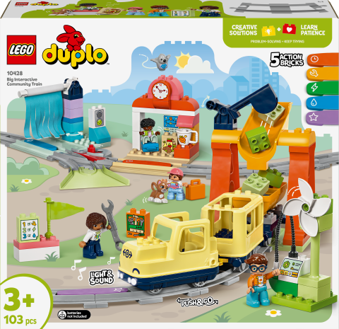 LEGO® DUPLO® Town Büyük İnteraktif Mahalle Treni 10428 - 3 Yaş ve Üzeri Çocuklar için Eğitici Oyuncak Yapım Seti