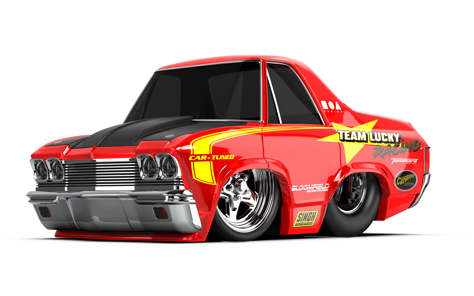 CarTuned S2 1968 Chevy El Camino - Kırmızı Pro Street Araba