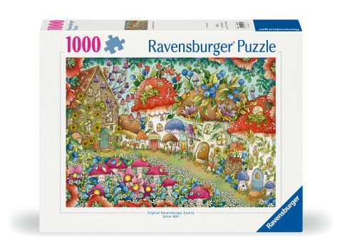 1000 Parça Puzzle Çiçekli Mantar Evler