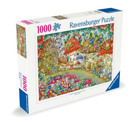 1000 Parça Puzzle Çiçekli Mantar Evler