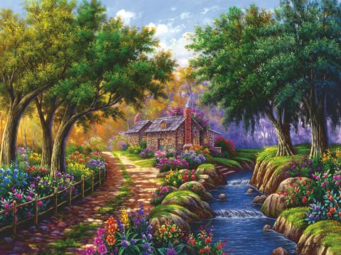 1500 Parça Puzzle Nehirde Kulübe