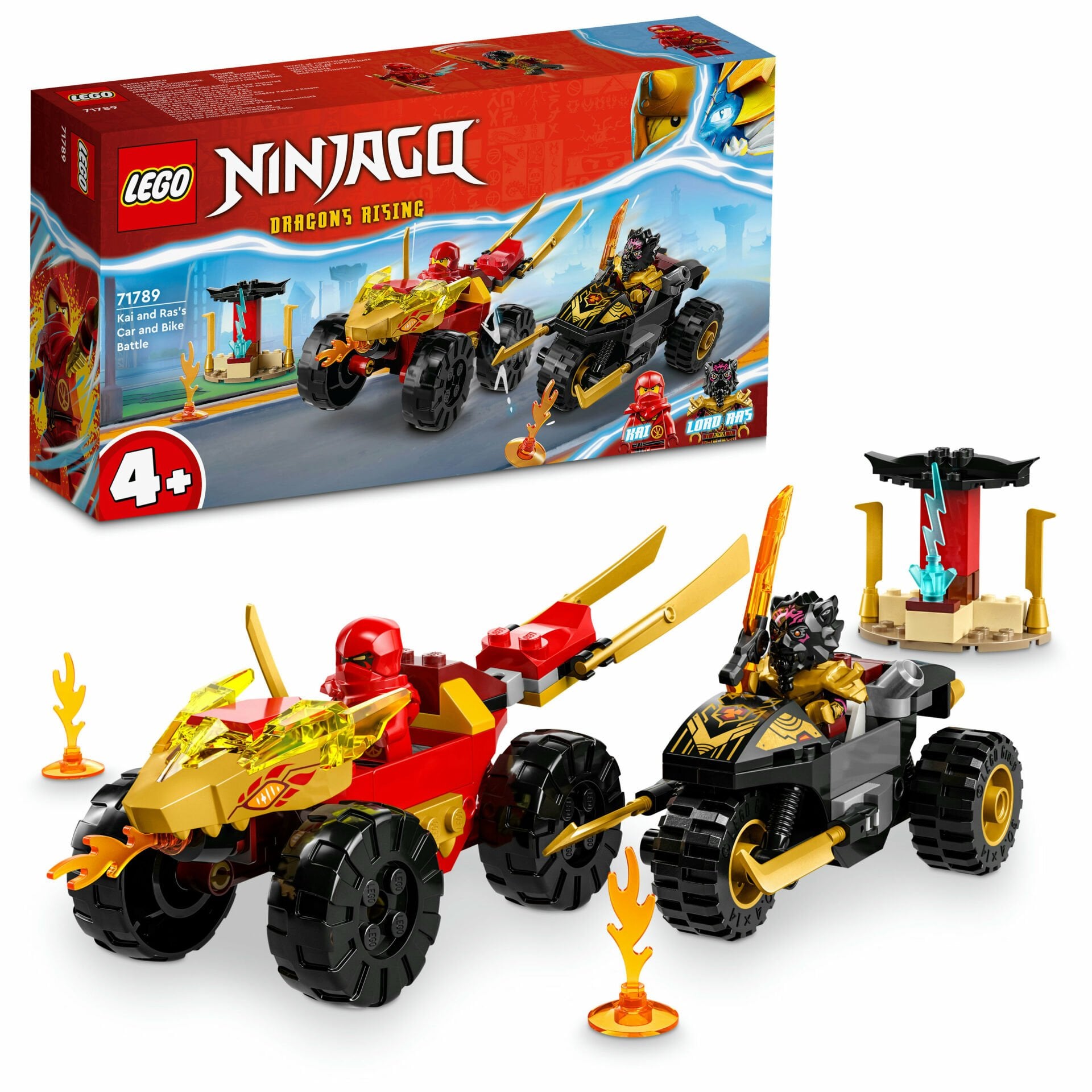 LEGO® NINJAGO® Kai ve Ras'ın Araba ve Motosiklet Savaşı 71789 Oyuncak Yapım Seti
