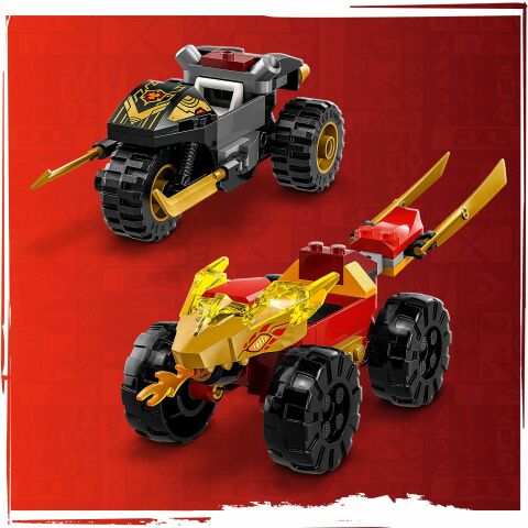 LEGO® NINJAGO® Kai ve Ras'ın Araba ve Motosiklet Savaşı 71789 Oyuncak Yapım Seti