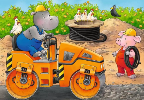 2/4/6/8 Parça Puzzle Şantiyede Hayvanlar