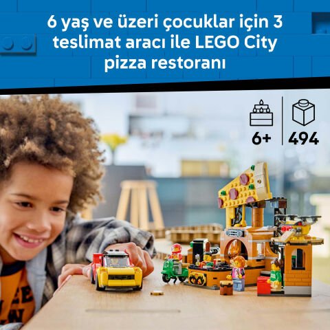 LEGO® City Araçlarla Pizza Dağıtım Deneyimi 60496