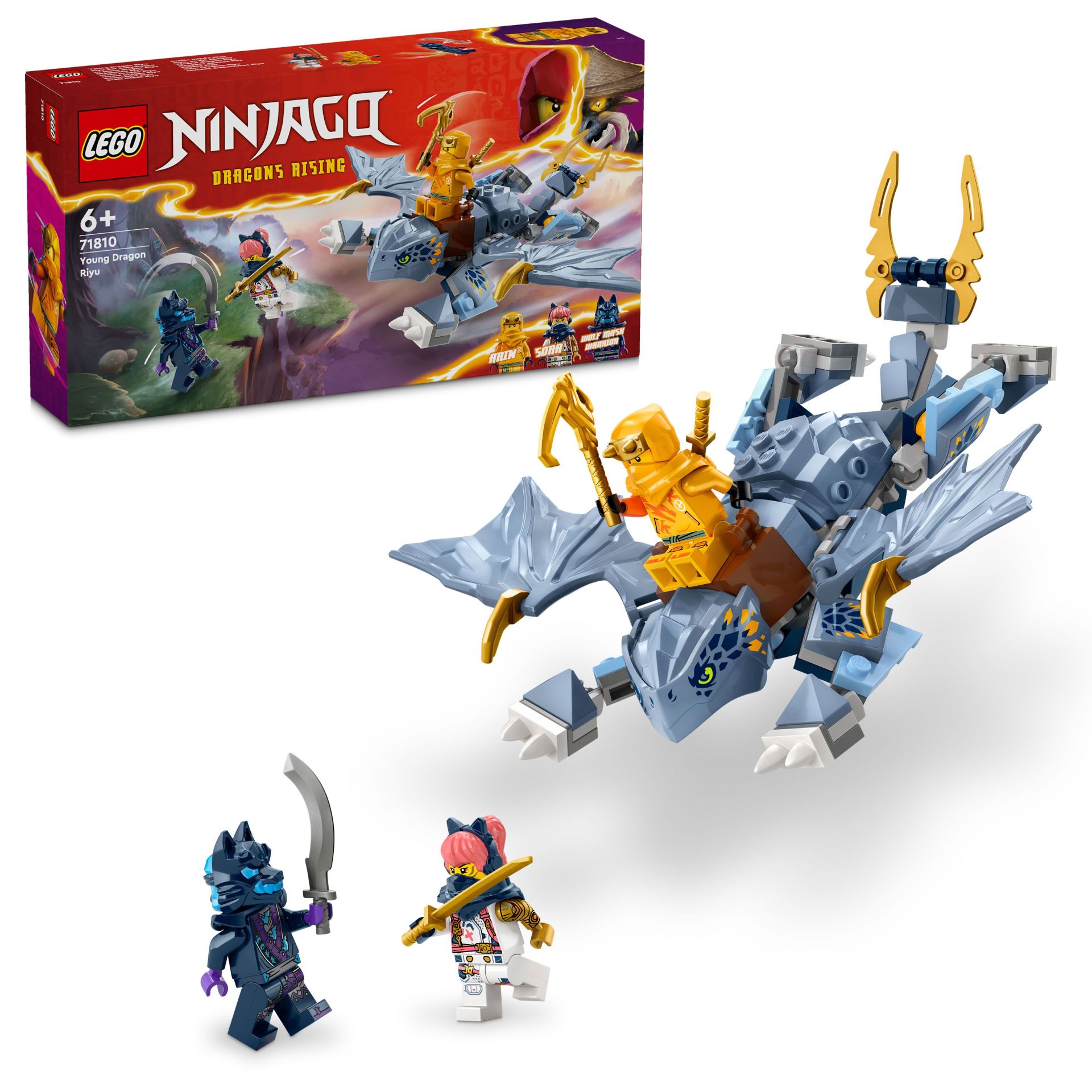 LEGO® NINJAGO® Genç Ejderha Riyu 71810 -3 Ninja Minifigürü İçeren Yaratıcı Oyuncak Yapım Seti