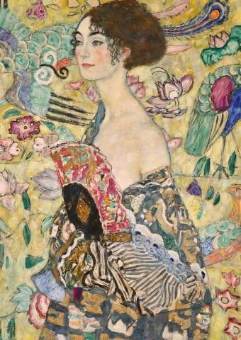 1000 Parça Puzzle Klimt Yelpazeli Kadın