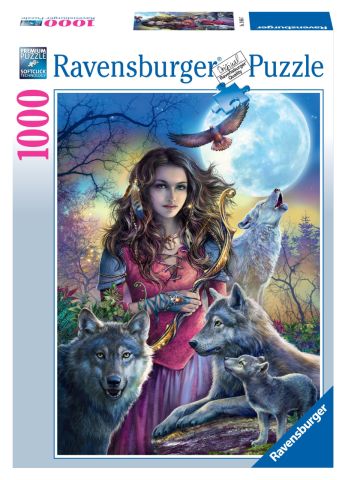 1000 Parçalı Puzzle Kurtlarla Kadın