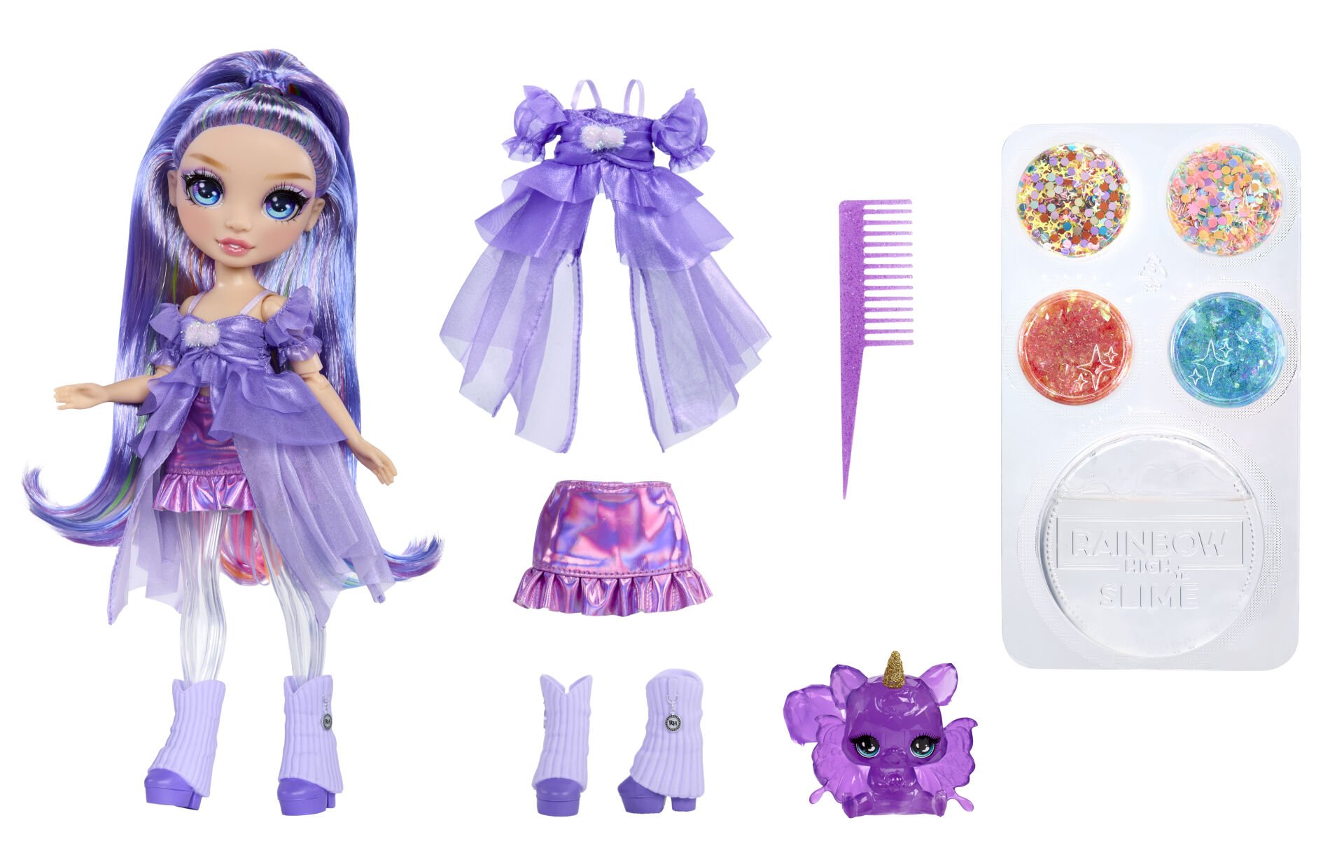 Rainbow High Violet - Parıltılar ve Slime Serisi Bebeği