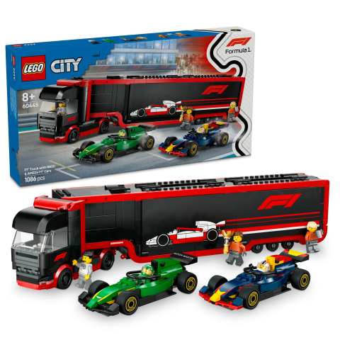 LEGO® City RB20 ve AMR24 F1® Arabalı F1® Kamyonu Yarış Taşıma Seti 60445