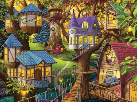1500 Parça Puzzle Ağaçlarda Alacakaranlık