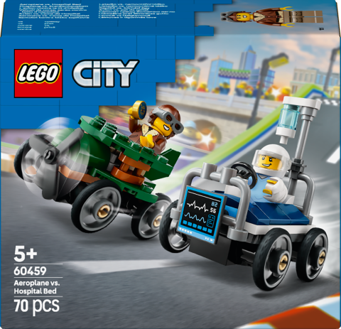 LEGO® City Uçak, Hastane Yatağına Karşı Yarış Arabası Paketi Soapbox Yarışı Oyuncağı 60459