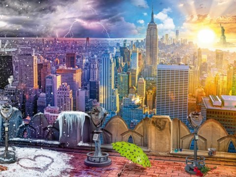 1500 Parça Puzzle New York Kış Ve Yaz
