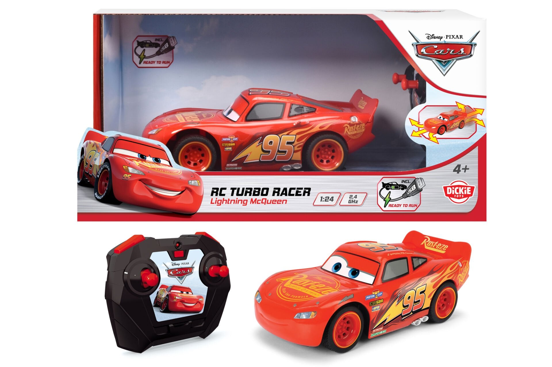Dickie Cars 3 Şimşek McQueen Uzaktan Kumandalı Oyuncak Araç 17 Cm / 1:24 Ölçek