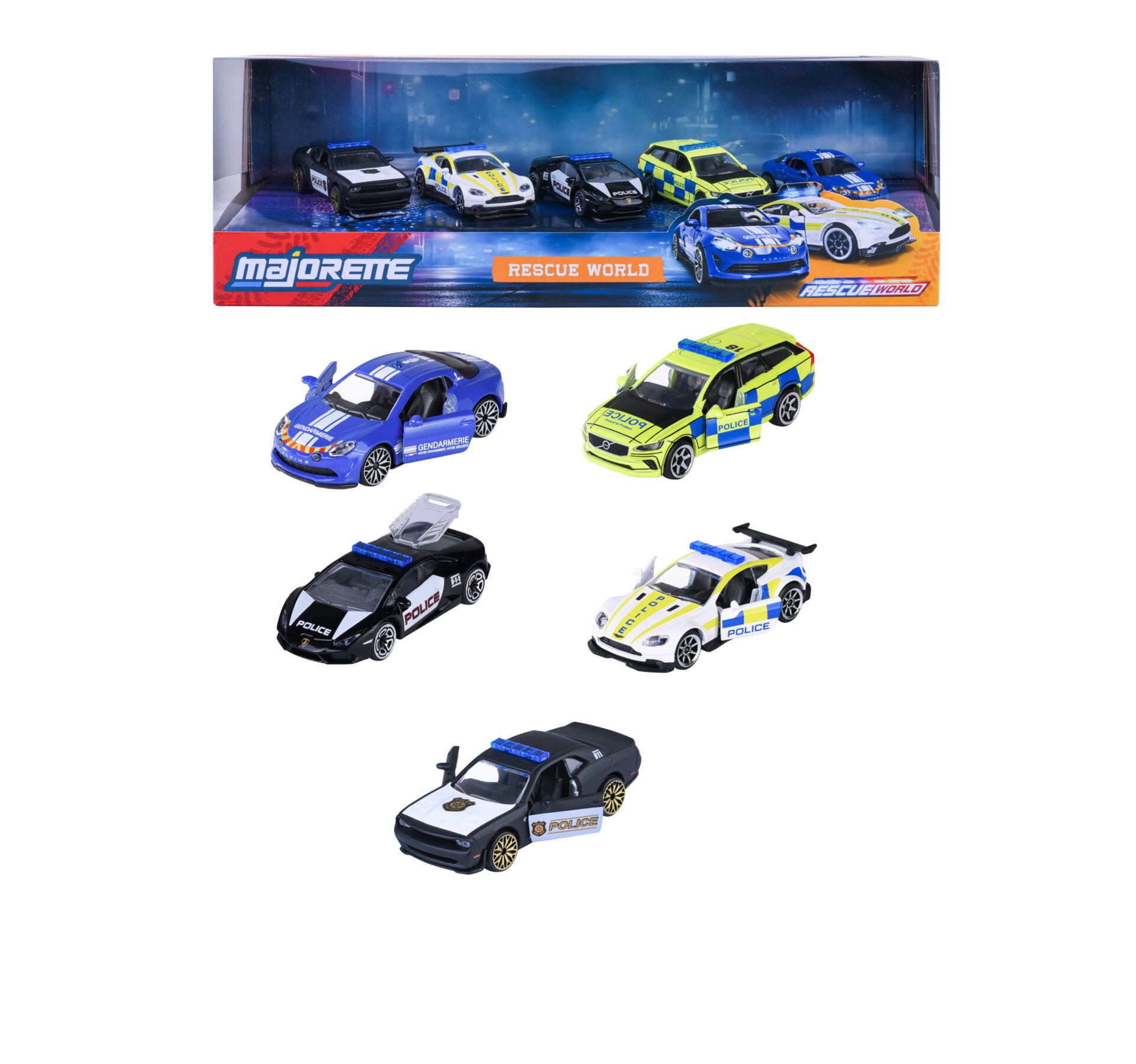 Majorette Rescue World 5'li Model Araçlar Hediye Paketi, Die-Cast ( Metal ) 7,5 cm, 1:64 Ölçek