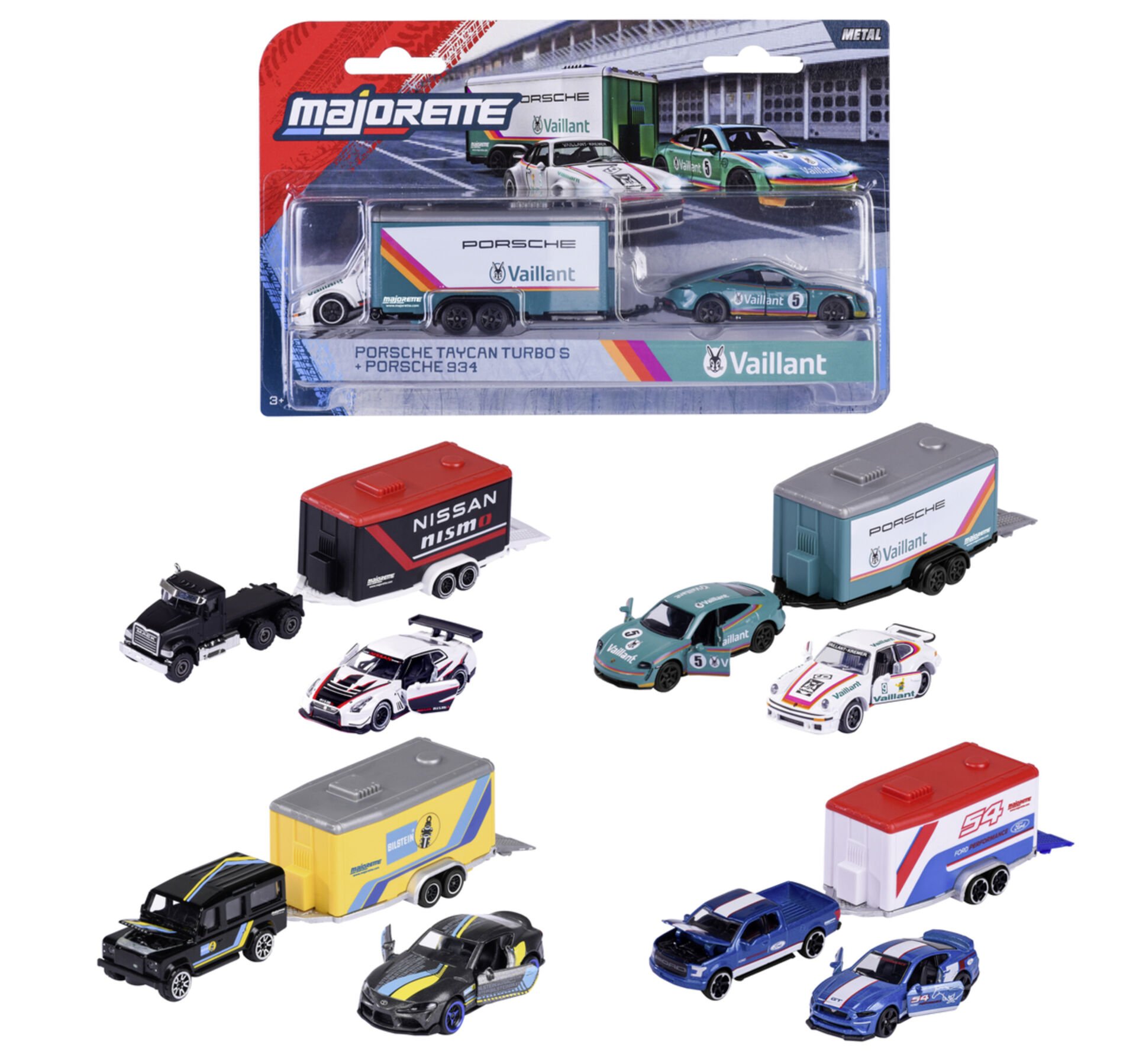 Majorette Yarış Römorku Seti 2 Die-Cast ( Metal ) Araç, 19 Cm