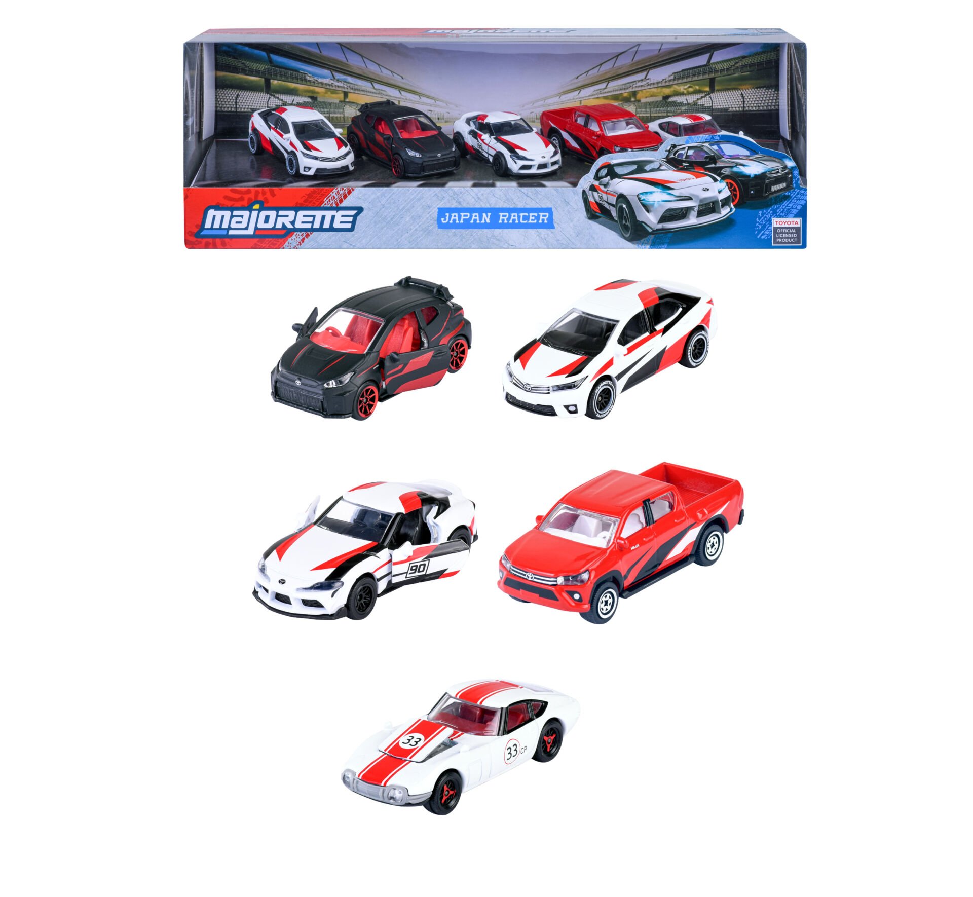 Majorette Toyota Racing 5'li Model Arabalar Hediye Paketi, Die-Cast ( Metal ) 7,5 cm, 1:64 Ölçek