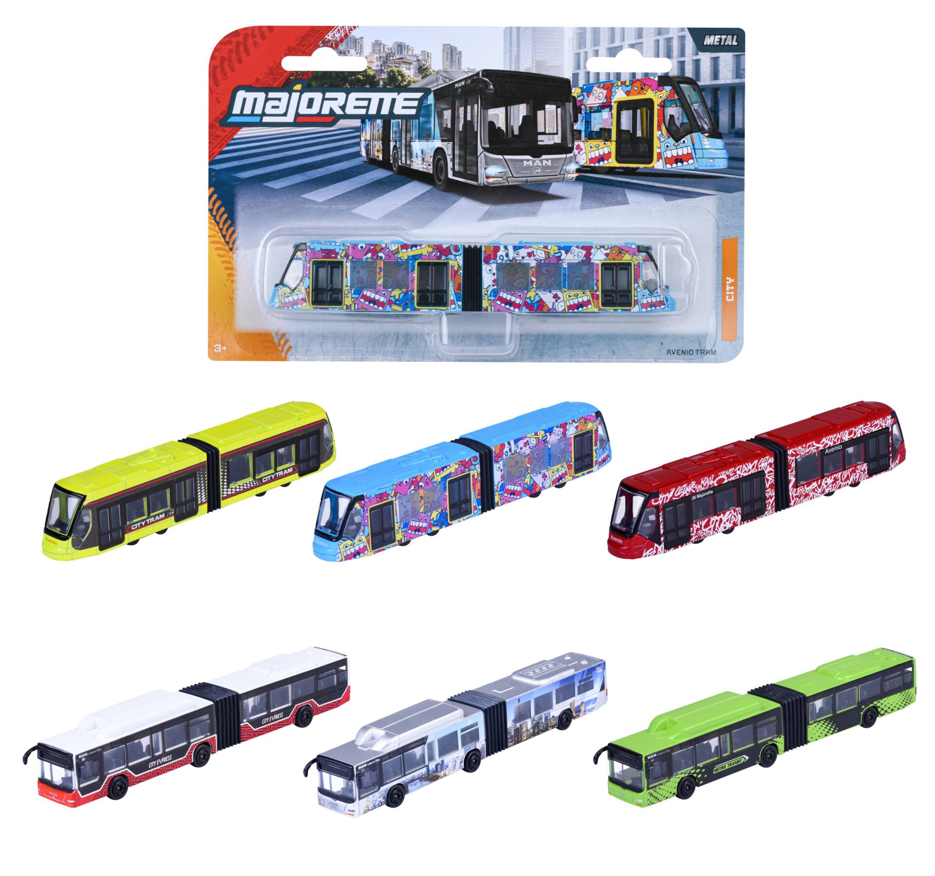 Majorette City Bus MAN Serisi Avenio Tramvay & Otobüs Modelleri Tekli Araç Paketleri, Die-Cast ( Metal ), 20 cm, 1:64 Ölçek