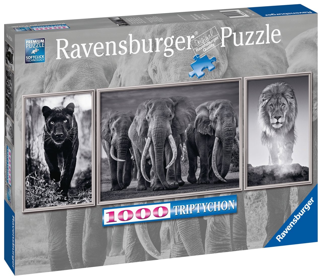 1000 Parça Puzzle Panter,Fil, Aslan