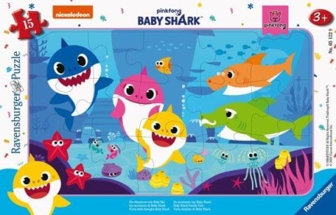 15 Parçalı Çerçeveli Puzzle Baby Shark