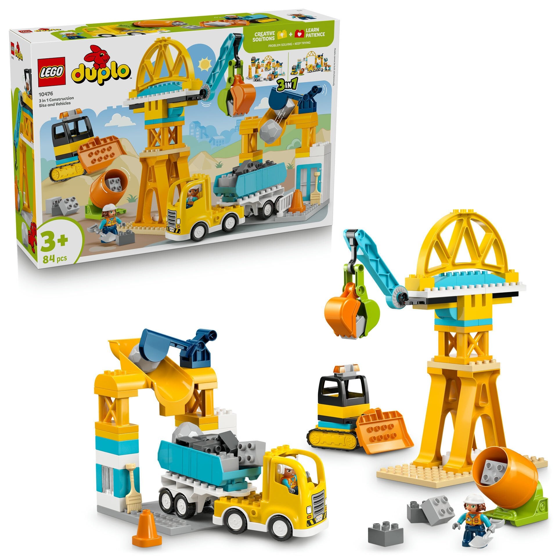 LEGO DUPLO Kasabası 3'ü 1 Arada İnşaat Sahası ve Araçları 10476