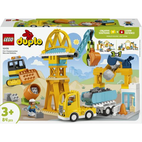 LEGO DUPLO Kasabası 3'ü 1 Arada İnşaat Sahası ve Araçları 10476
