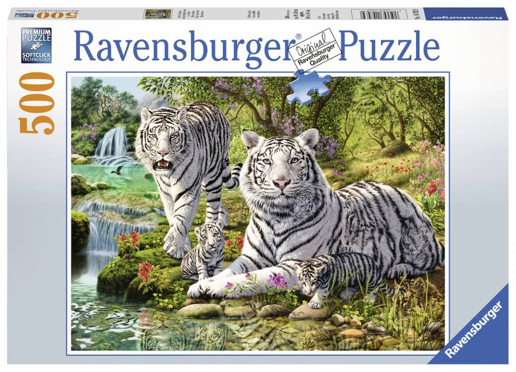 500 Parça Puzzle White Tiger Family